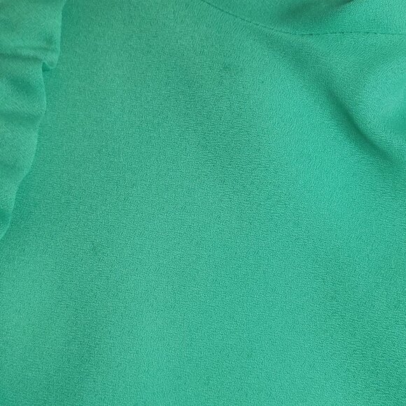 Deha Of Sweden Vtg 70s Green Ruffle Collar Blouse SZ 38 Bow Tie Button Front - Picture 9 of 16